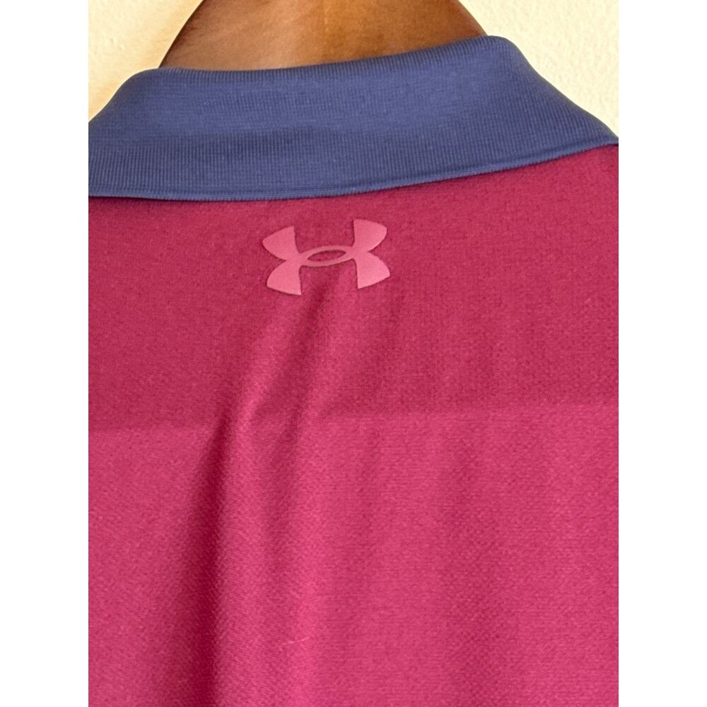 Under Armour Mens XL Two-Tone Maroon & Navy Performance Polo Shirt - Picture 4 of 8
